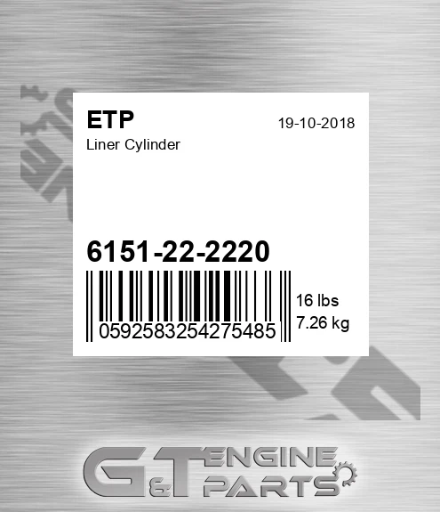 6151-22-2220 Liner Cylinder