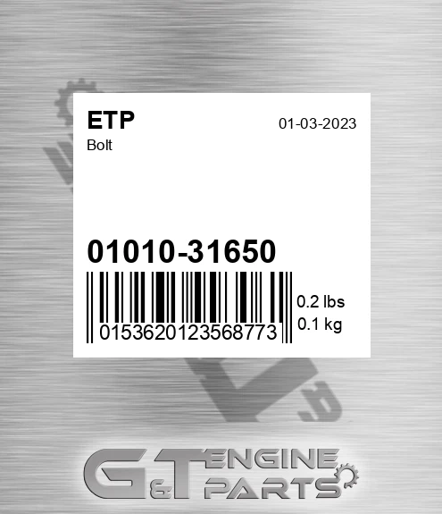 0101031650 Bolt for ETP