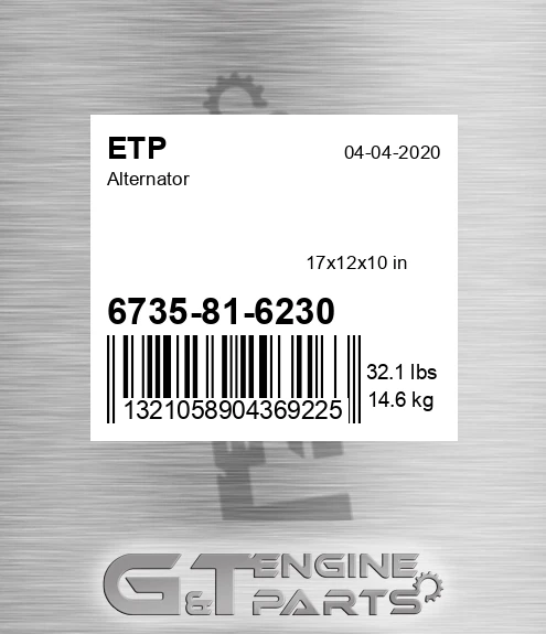 6735-81-6230 Alternator for ETP