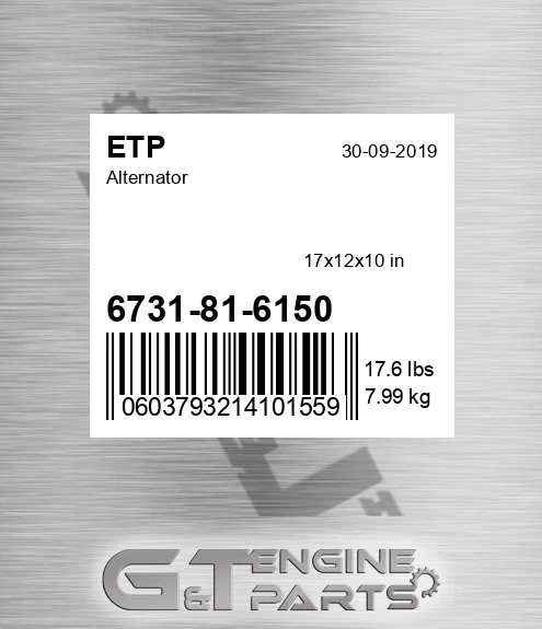 6731-81-6150 Alternator for ETP