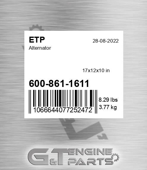 600-861-1611 Alternator for ETP
