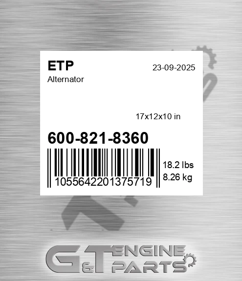 600-821-8360 Alternator for ETP
