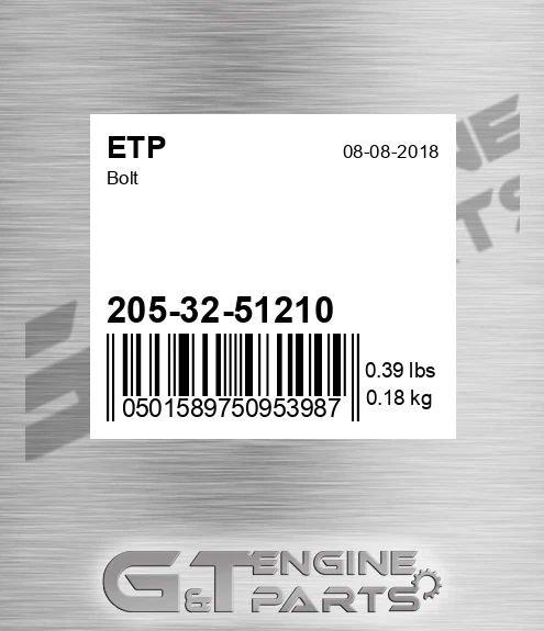 205-32-51210 Bolt for ETP