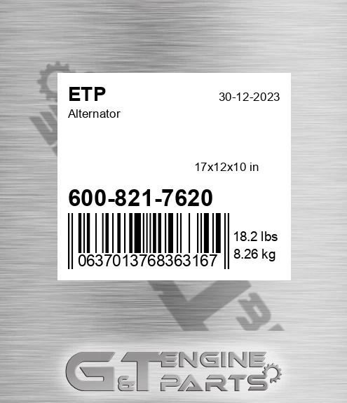 600-821-7620 Alternator for ETP