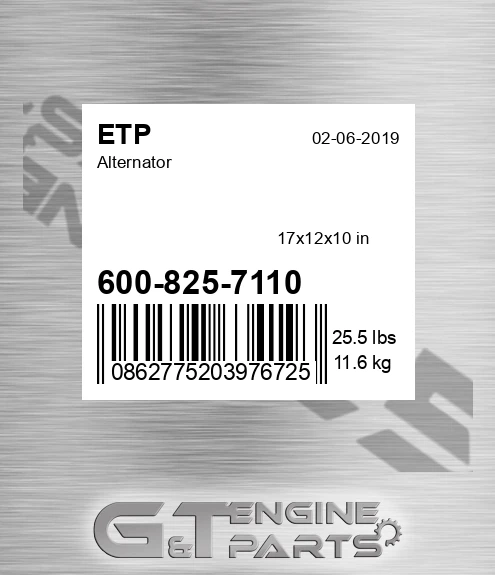 600-825-7110 Alternator for ETP
