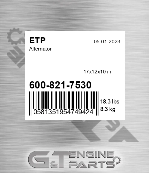 600-821-7530 Alternator for ETP