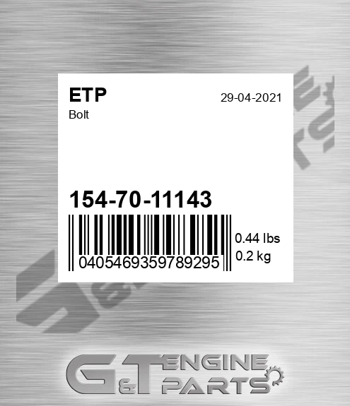 154-70-11143 Bolt for ETP