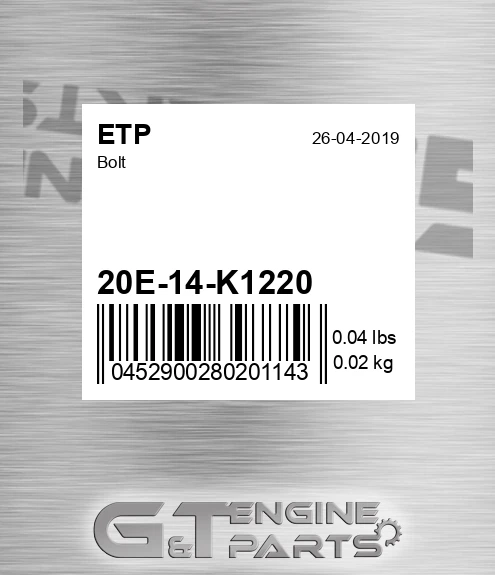 20E-14-K1220 Bolt