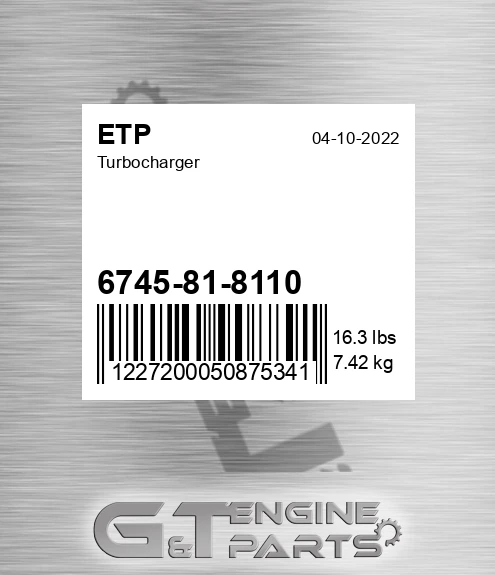 6745-81-8110 Turbocharger for ETP
