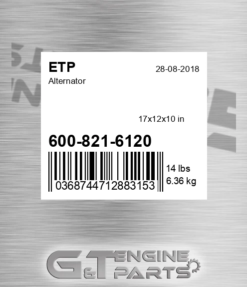 600-821-6120 Alternator for ETP