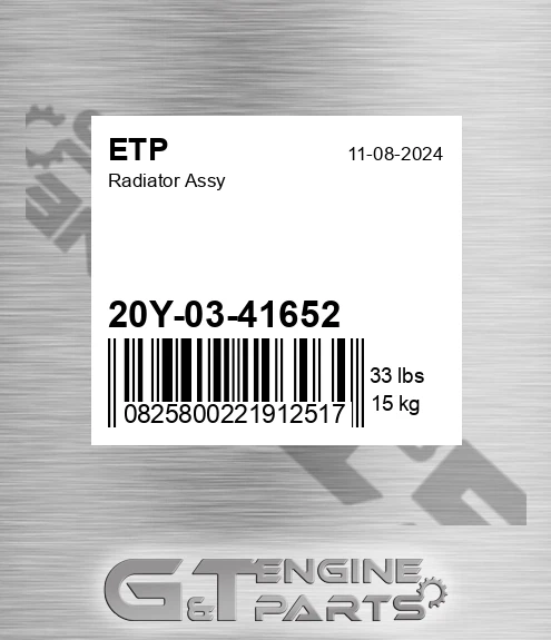 20Y-03-41652 Radiator Assy