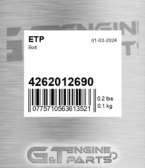 4262012690 Bolt for ETP