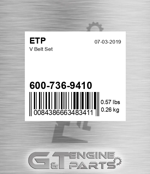 600-736-9410 V Belt Set for ETP