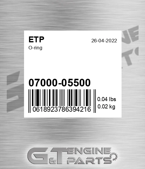 07000-05500 O-ring for ETP