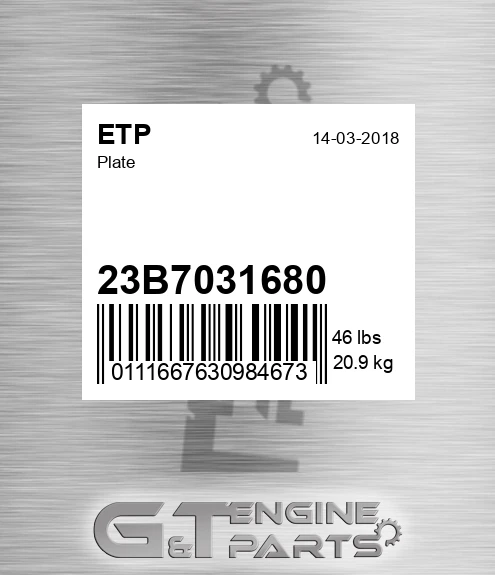 23B7031680 Plate for ETP
