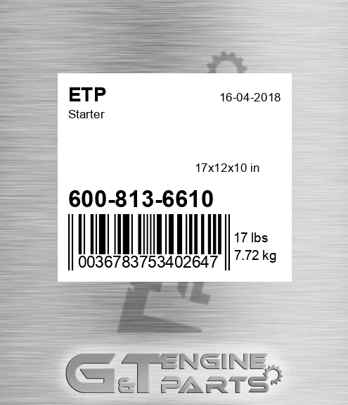 600-813-6610 Starter for ETP
