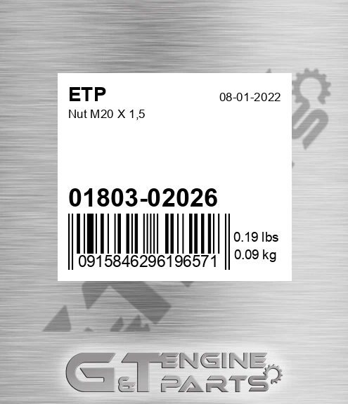 01803-02026 Nut M20 X 1,5