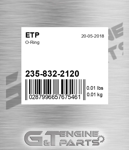 235-832-2120 O-ring for ETP