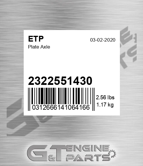 2322551430 Plate Axle