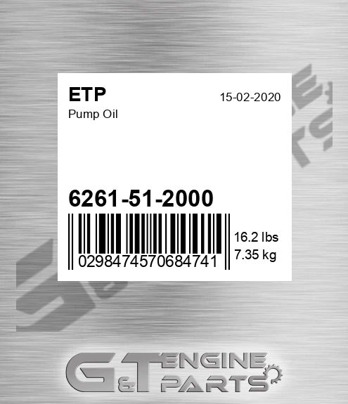6261-51-2000 Pump Oil for ETP