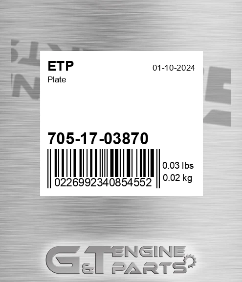 705-17-03870 Plate