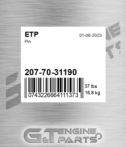 207-70-31190 Pin for ETP