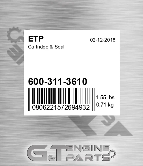 600-311-3610 Cartridge & Seal for ETP