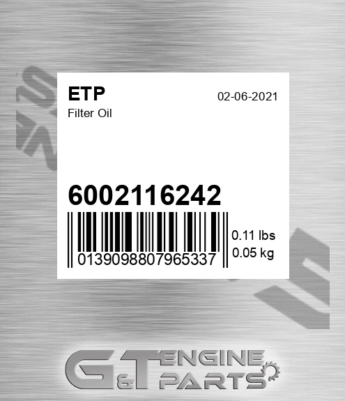 6002116242 Filter Oil