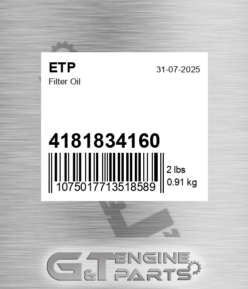 4181834160 Filter Oil for ETP