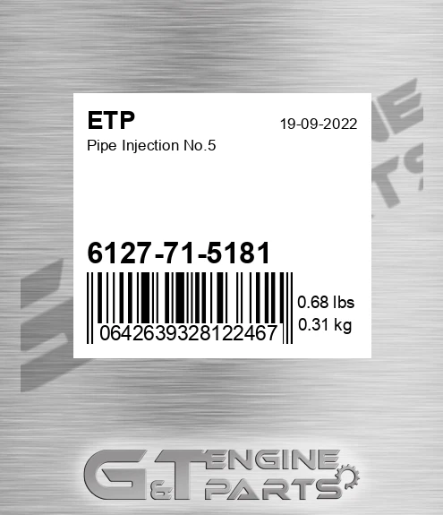 6127-71-5181 Pipe Injection No.5 for ETP