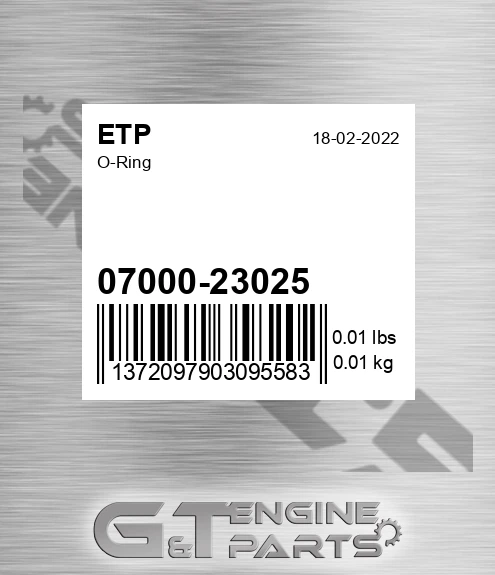 07000-23025 O-ring for ETP