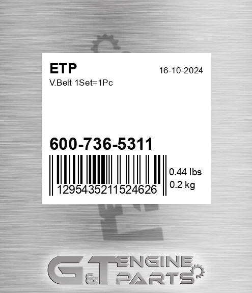 600-736-5311 V.belt 1set=1pc for ETP