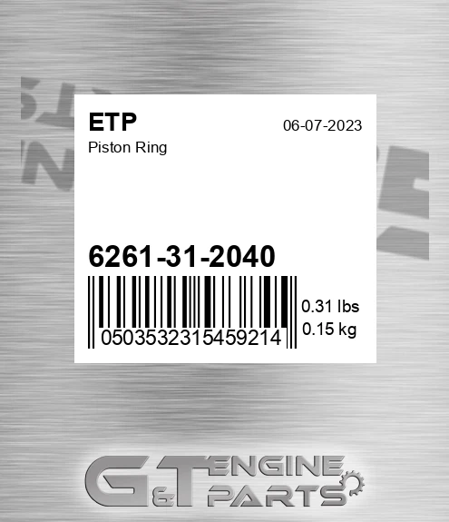 6261-31-2040 Piston Ring for ETP