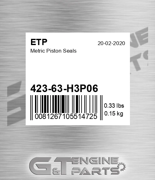 423-63-H3P06 Metric Piston Seals for ETP