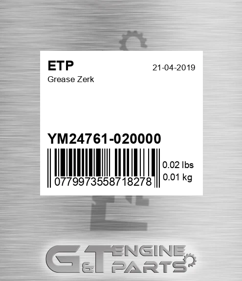 YM24761-020000 Grease Zerk