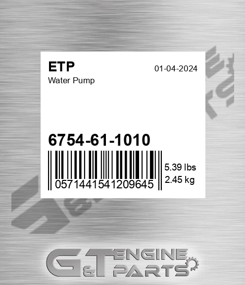 6754-61-1010 Water Pump for ETP