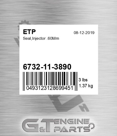 6732-11-3890 Seal,injector .60mm for ETP