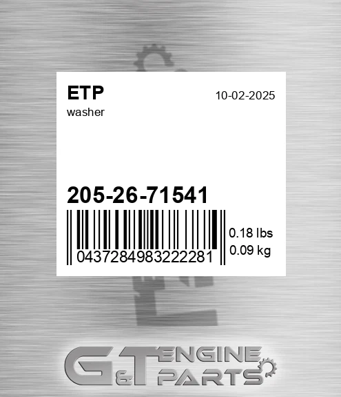 205-26-71541 Washer for ETP