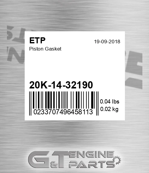 20K-14-32190 Piston Gasket for ETP