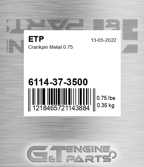 6114-37-3500 Crankpin Metal 0.75 for ETP