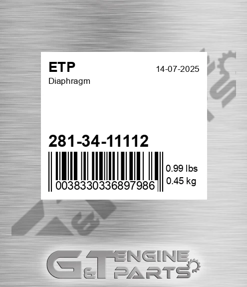 281-34-11112 Diaphragm for ETP