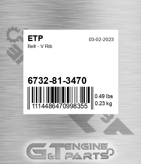 6732-81-3470 Belt - V Rib for ETP