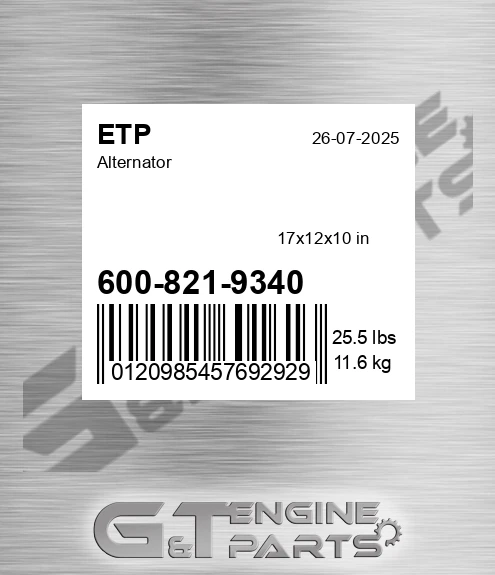 600-821-9340 Alternator for ETP