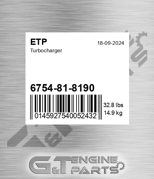 6754-81-8190 Turbocharger for ETP