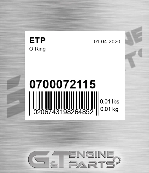 0700072115 O-ring for ETP