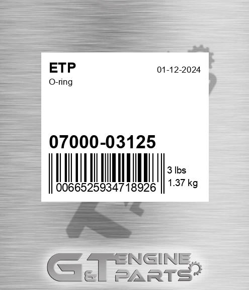 07000-03125 O-ring for ETP