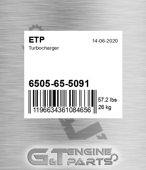 6505-65-5091 Turbocharger for ETP