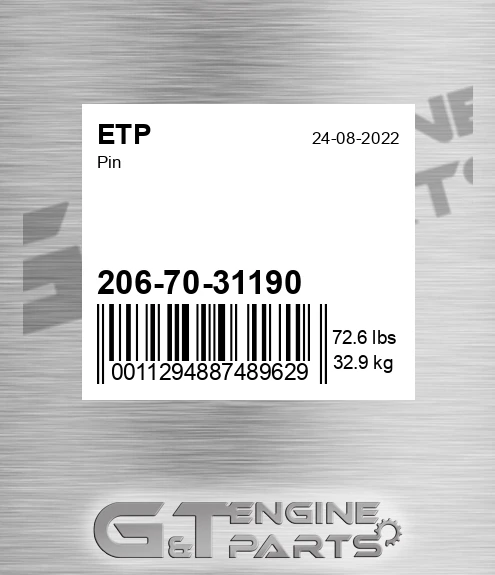 206-70-31190 Pin for ETP