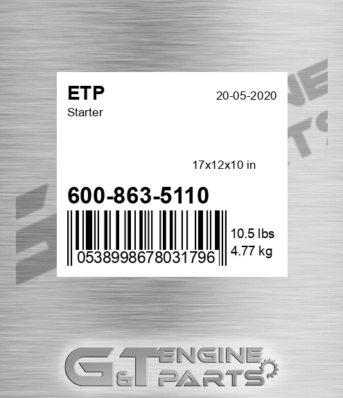 600-863-5110 Starter for ETP
