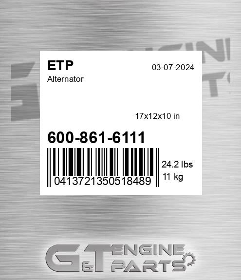 600-861-6111 Alternator